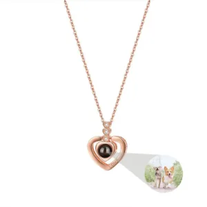 collier pendantif photo or rose