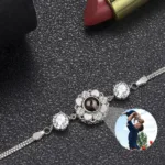 bracelet avec photo argent plat