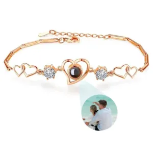 bracelet personnalise photo femme or rose