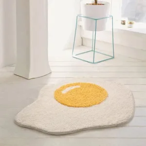 tapis de bain fun fleur blanche oeuf