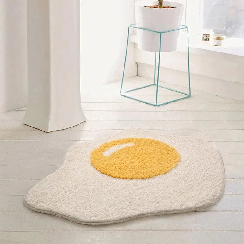 tapis de bain fun fleur blanche oeuf