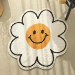 tapis de bain fun fleur blanche