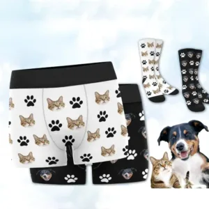 calecon et chaussettes personnalisables chien ou chat calecon personnalise