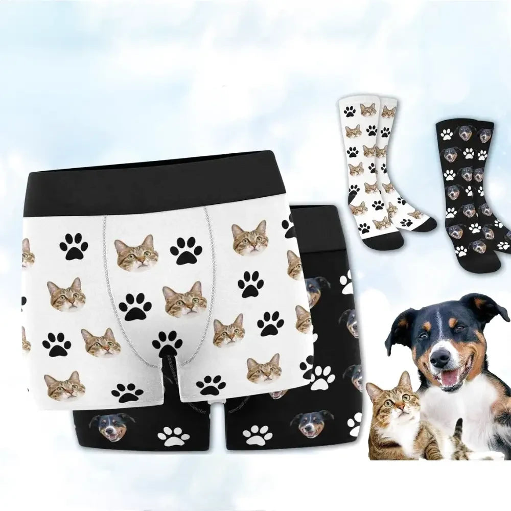 calecon et chaussettes personnalisables chien ou chat calecon personnalise