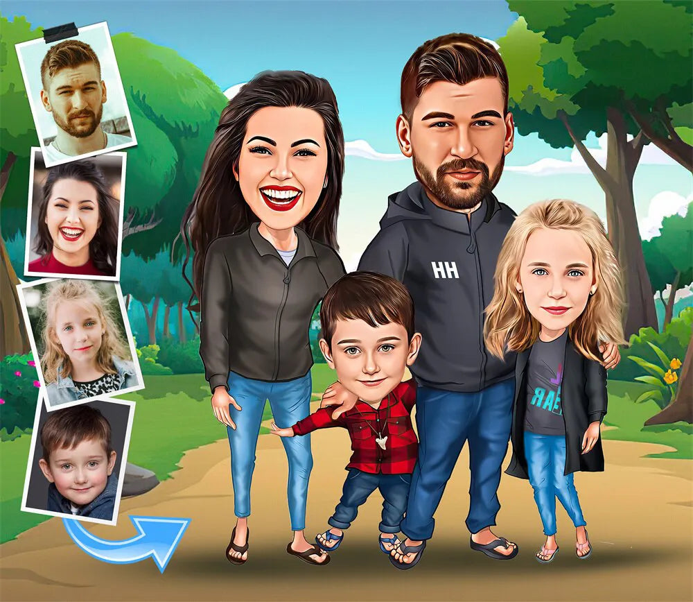 portrait famille personnalise 1 photo