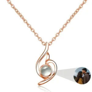collier medaillon photo femme or rose