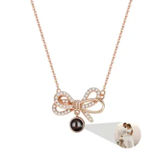 collier avec photo dans la pierre or rose