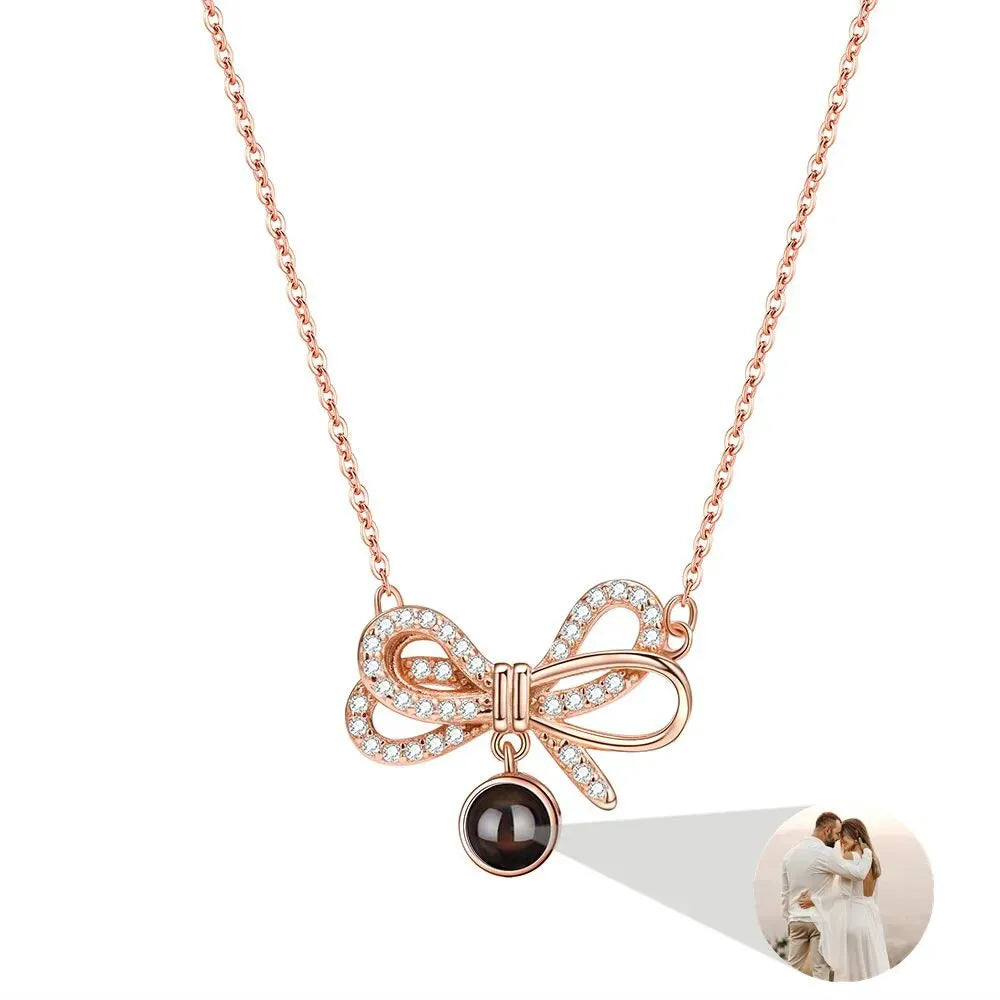collier avec photo dans la pierre or rose