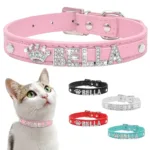 Halskette mit personalisierbarem Katzenanhänger mit Strass - Image
