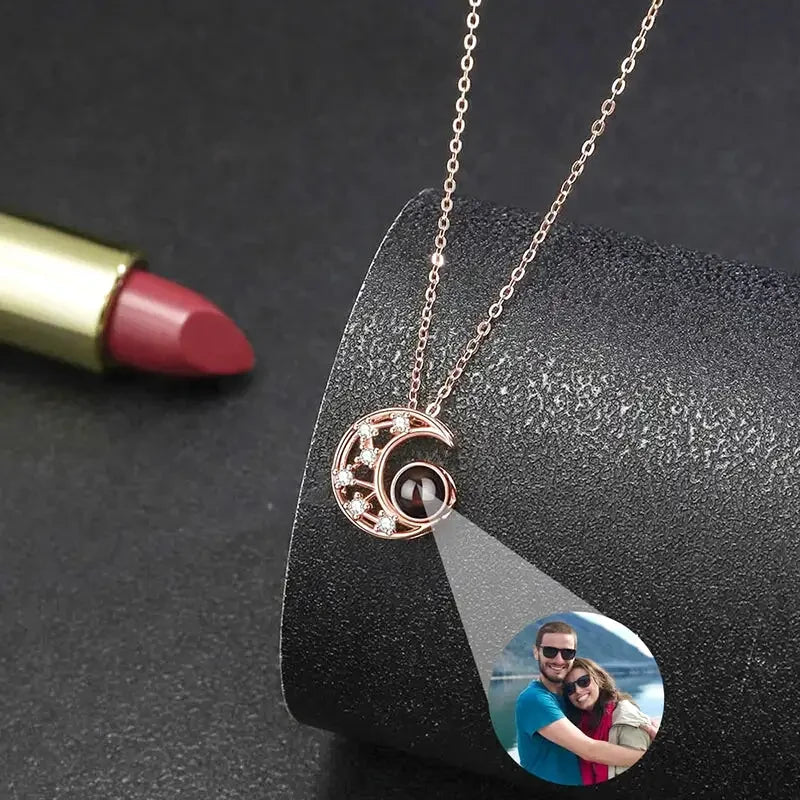 collier lune personnalisable or rose collier personnalise