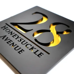 plaque maison personnalisee noir or