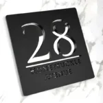 plaque maison personnalisee noir argente