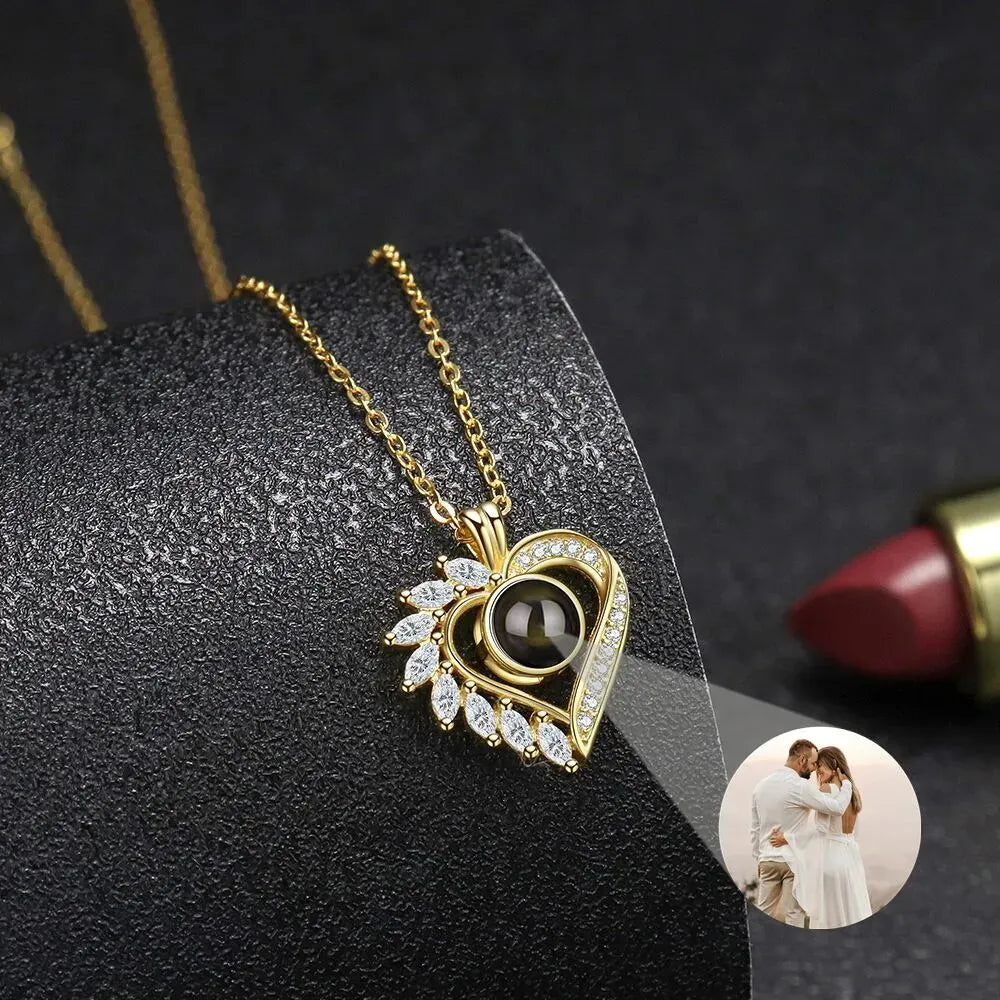 collier coeur avec photo or