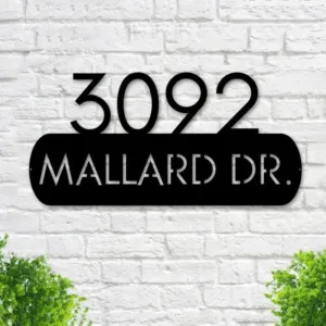 plaque numero de rue originale style 1 30x12cm plaque de maison personnalisee