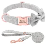 collier personnalisable chien avec laisse gris s collier pour chien 3