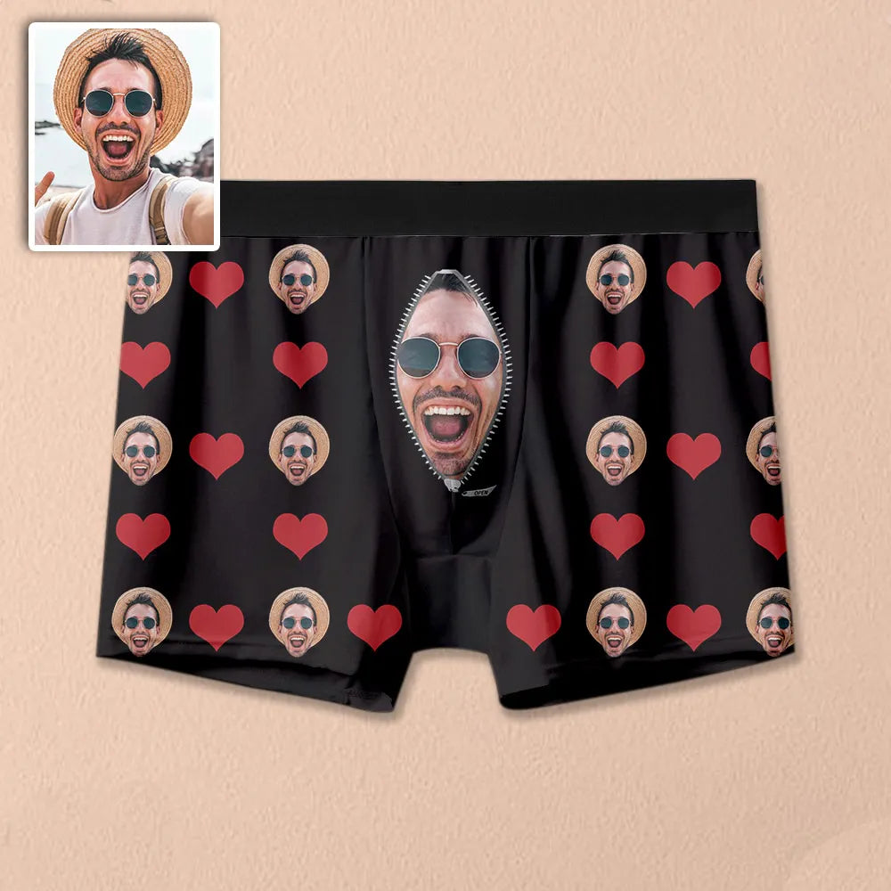 calecon personnalise photo noir coeur