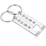 porte cle date couple argent