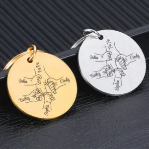 porte cles personnalise famille or