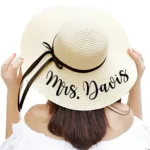 chapeau de paille personnalise mariage prenom